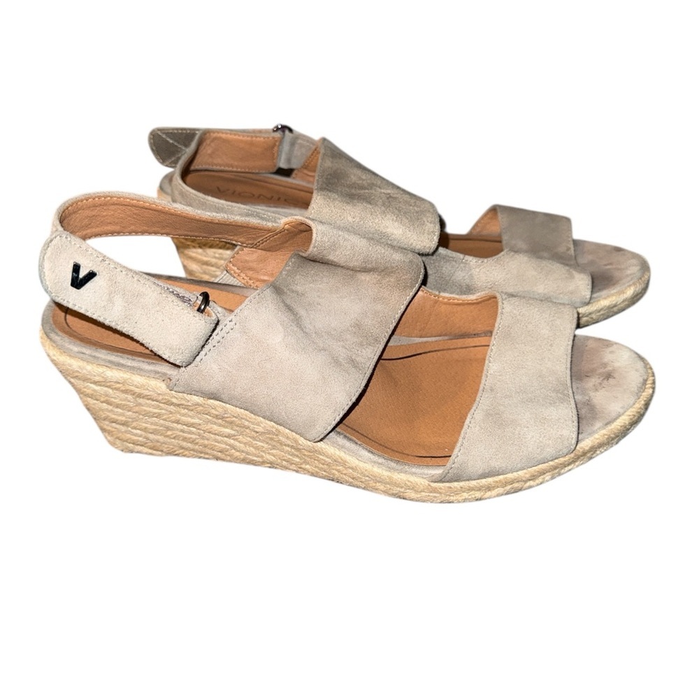 Vionic Brooke Suede Wedge Espadrille Sandals Size 9.5